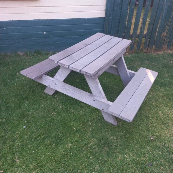 LOT #7234 : Kids grey recycled plastic A-frame picnic table